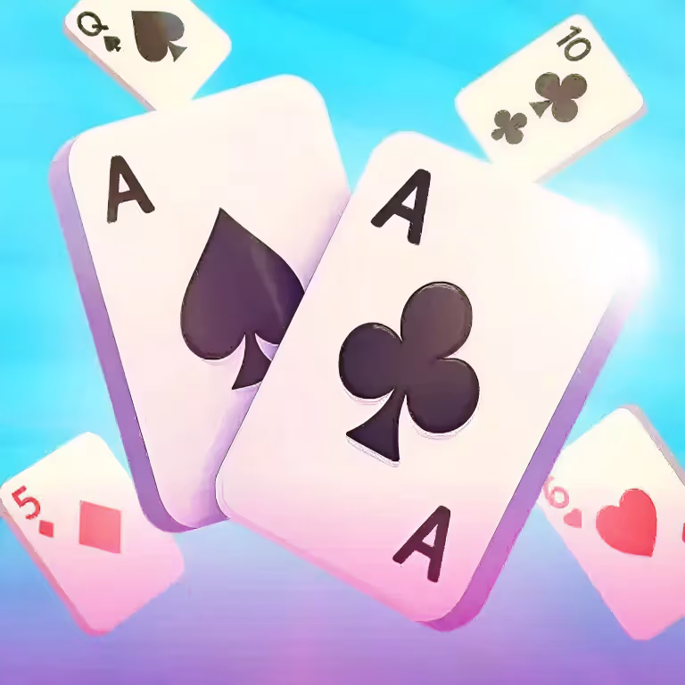 Pigmo Casino poker cards featuring Aces and suits on a bright blue background.